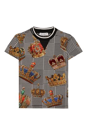 Детский хлопковая футболка DOLCE & GABBANA черно-белого цвета по цене 14050 руб., арт. L1JTBK/G7VYI | Фото 1 Детский хлопковая футболка DOLCE & GABBANA черно-белого цвета, арт. L1JTBK/G7VYI | Фото 1