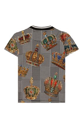 Детский хлопковая футболка DOLCE & GABBANA черно-белого цвета по цене 14050 руб., арт. L1JTBK/G7VYI | Фото 2 Детский хлопковая футболка DOLCE & GABBANA черно-белого цвета, арт. L1JTBK/G7VYI | Фото 2