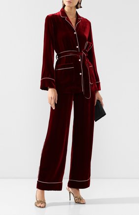 Женская бархатная рубашка DOLCE & GABBANA бордового цвета по цене 145500 руб., арт. F5I89T/FUVKQ | Фото 2 Женская бархатная рубашка DOLCE & GABBANA бордового цвета, арт. F5I89T/FUVKQ | Фото 2