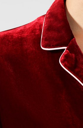 Женская бархатная рубашка DOLCE & GABBANA бордового цвета, арт. F5I89T/FUVKQ | Фото 5 (Рукава: Длинные; Стили: Гламурный; Принт: Без принта; Женское Кросс-КТ: Рубашка-одежда; Длина (для топов): Удлиненные; Материал внешний: Вискоза; Материал подклада: Шелк; Статус проверки: Проверена категория)