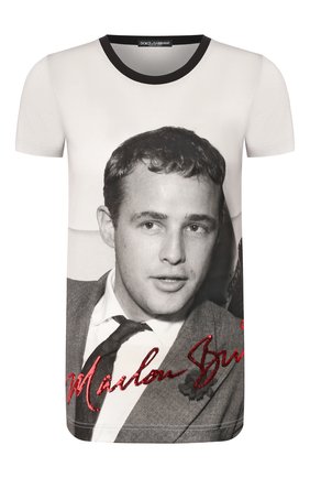 Женская хлопковая футболка DOLCE & GABBANA светло-серого цвета по цене 47950 руб., арт. F8H32Z/G7VZ0 | Фото 1 Женская хлопковая футболка DOLCE & GABBANA светло-серого цвета, арт. F8H32Z/G7VZ0 | Фото 1