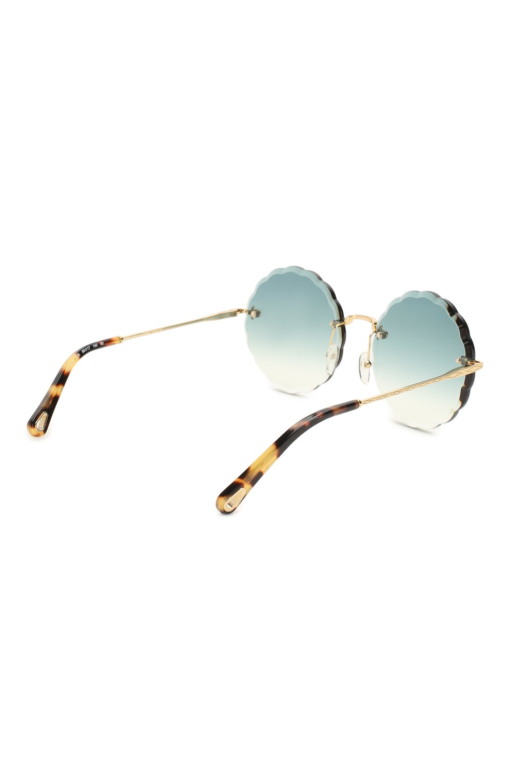 Женские солнцезащитные очки CHLOÉ темно-зеленого цвета, арт. 142S-838 | Фото 4 (Тип очков: С/з; Очки форма: Круглые)