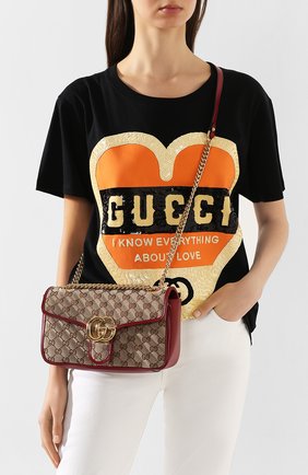 Женская сумка gg marmont small GUCCI красного цвета по цене 127900 руб., арт. 443497/HVKEG | Фото 2 Женская сумка gg marmont small GUCCI красного цвета, арт. 443497/HVKEG | Фото 2