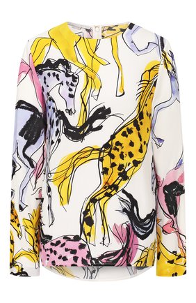 Женская блузка из вискозы STELLA MCCARTNEY разноцветного цвета по цене 58200 руб., арт. 411686/S0A08 | Фото 1 Женская блузка из вискозы STELLA MCCARTNEY разноцветного цвета, арт. 411686/S0A08 | Фото 1 (Длина (для топов): Стандартные; Рукава: Длинные; Женское Кросс-КТ: Блуза-одежда; Материал внешний: Вискоза; Принт: С принтом; Региональные ограничения белый список (Axapta Mercury): RU)
