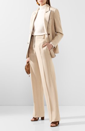 Женские шелковые брюки GIORGIO ARMANI бежевого цвета по цене 152000 руб., арт. 0SHPP09M/T01HS | Фото 2 Женские шелковые брюки GIORGIO ARMANI бежевого цвета, арт. 0SHPP09M/T01HS | Фото 2