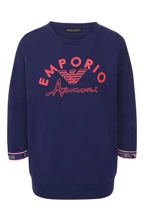 Женский хлопковый свитшот EMPORIO ARMANI темно-синего цвета по цене 8540 руб., арт. 164320/0P287 | Фото 1 Женский хлопковый свитшот EMPORIO ARMANI темно-синего цвета, арт. 164320/0P287 | Фото 1