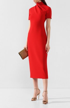 Женское платье-миди BRANDON MAXWELL красного цвета по цене 136000 руб., арт. DR190PS20-SC | Фото 2 Женское платье-миди BRANDON MAXWELL красного цвета, арт. DR190PS20-SC | Фото 2