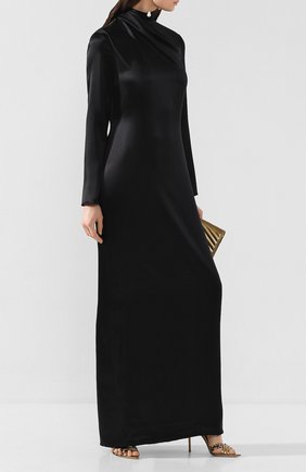Женское шелковое платье BRANDON MAXWELL черного цвета по цене 212000 руб., арт. GN148PS20 | Фото 2 Женское шелковое платье BRANDON MAXWELL черного цвета, арт. GN148PS20 | Фото 2