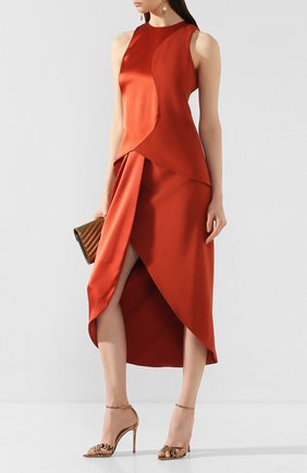 Женская шелковая юбка BRANDON MAXWELL бронзового цвета по цене 88350 руб., арт. SK110PS20 | Фото 2 Женская шелковая юбка BRANDON MAXWELL бронзового цвета, арт. SK110PS20 | Фото 2