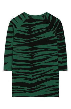 Детское платье MINI RODINI зеленого цвета, арт. 20250131 | Фото 2 (Материал внешний: Лиоцелл, Растительное волокно; Рукава: Длинные; Случай: Повседневный; Девочки Кросс-КТ: Платье-одежда)
