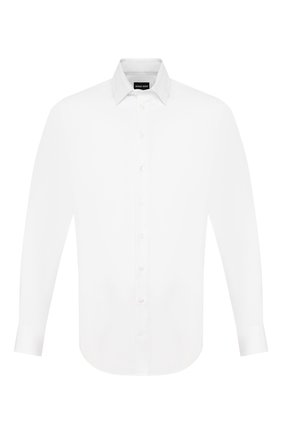 Мужская хлопковая сорочка GIORGIO ARMANI белого цвета по цене 51450 руб., арт. 8WGCCZ98/TZ475 | Фото 1 Мужская хлопковая сорочка GIORGIO ARMANI белого цвета, арт. 8WGCCZ98/TZ475 | Фото 1 (Рукава: Длинные; Длина (для топов): Стандартные; Материал внешний: Хлопок; Случай: Формальный; Воротник: Кент; Принт: Однотонные; Манжеты: На пуговицах; Мужское Кросс-КТ: Сорочка-одежда)