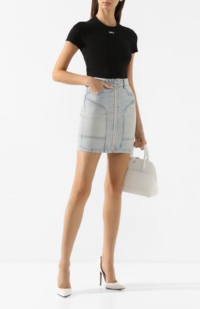 Женская хлопковая футболка OFF-WHITE черного цвета по цене 19950 руб., арт. 0WAA065R20H790951001 | Фото 2 Женская хлопковая футболка OFF-WHITE черного цвета, арт. 0WAA065R20H790951001 | Фото 2