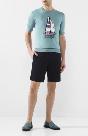 Мужской шелковый джемпер DOLCE & GABBANA бирюзового цвета по цене 69950 руб., арт. GX968T/JASIS | Фото 2 Мужской шелковый джемпер DOLCE & GABBANA бирюзового цвета, арт. GX968T/JASIS | Фото 2
