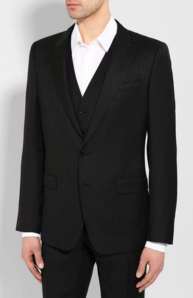 Мужской шерстяной костюм-тройка DOLCE & GABBANA черного цвета по цене 234000 руб., арт. GK3XMT/FJ2BV | Фото 2 Мужской шерстяной костюм-тройка DOLCE & GABBANA черного цвета, арт. GK3XMT/FJ2BV | Фото 2