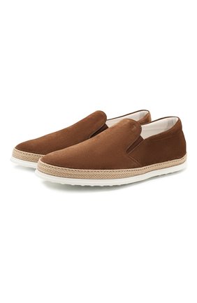Мужские замшевые слипоны gomma rafia TOD’S коричневого цвета по цене 29200 руб., арт. XXM0TV0K900RE0 | Фото 1 Мужские замшевые слипоны gomma rafia TOD’S коричневого цвета, арт. XXM0TV0K900RE0 | Фото 1