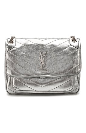 Женская сумка niki medium SAINT LAURENT серебряного цвета по цене 156000 руб., арт. 575055/1Q302 | Фото 1 Женская сумка niki medium SAINT LAURENT серебряного цвета, арт. 575055/1Q302 | Фото 1