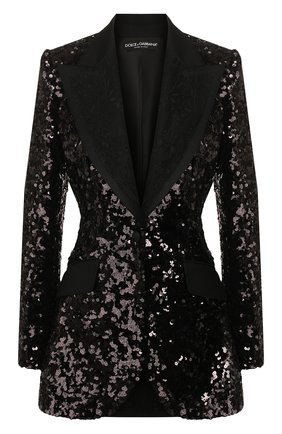 Женский жакет DOLCE & GABBANA черного цвета по цене 242000 руб., арт. F29DJT/HLMZM | Фото 1 Женский жакет DOLCE & GABBANA черного цвета, арт. F29DJT/HLMZM | Фото 1