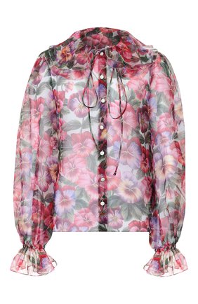 Женская шелковая блузка DOLCE & GABBANA розового цвета по цене 74350 руб., арт. F5L99T/IS1BA | Фото 1 Женская шелковая блузка DOLCE & GABBANA розового цвета, арт. F5L99T/IS1BA | Фото 1