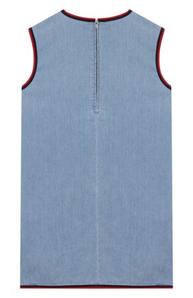 Детское джинсовое платье GUCCI голубого цвета по цене 36500 руб., арт. 595875/XDA10 | Фото 2 Детское джинсовое платье GUCCI голубого цвета, арт. 595875/XDA10 | Фото 2 (Материал внешний: Хлопок; Рукава: Без рукавов, Короткие; Принт: Без принта; Девочки Кросс-КТ: Платье-одежда; Случай: Повседневный; Ростовка одежда: 4 года | 104 см, 5 лет | 110 см, 6 лет | 116 см, 8 лет | 128 см)