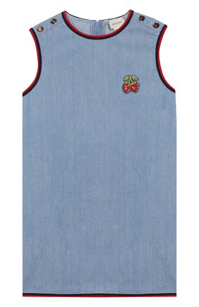 Детское джинсовое платье GUCCI голубого цвета по цене 58950 руб., арт. 595875/XDA10 | Фото 1 Детское джинсовое платье GUCCI голубого цвета, арт. 595875/XDA10 | Фото 1 (Материал внешний: Хлопок; Рукава: Без рукавов, Короткие; Принт: Без принта; Девочки Кросс-КТ: Платье-одежда; Случай: Повседневный; Ростовка одежда: 10 - 11 лет | 140 - 146см, 4 года | 104 см, 5 лет | 110 см, 6 лет | 116 см, 8 лет | 128 см)