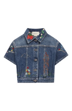 Детская джинсовая куртка GUCCI синего цвета по цене 79850 руб., арт. 595880/XDA2B | Фото 1 Детская джинсовая куртка GUCCI синего цвета, арт. 595880/XDA2B | Фото 1 (Материал внешний: Хлопок; Рукава: Короткие; Кросс-КТ: Деним, Сезон: лето; Ростовка одежда: 4 года | 104 см, 5 лет | 110 см, 6 лет | 116 см, 8 лет | 128 см)