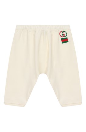 Детские хлопковые джоггеры GUCCI белого цвета по цене 14900 руб., арт. 596165/XJB7P | Фото 1 Детские хлопковые джоггеры GUCCI белого цвета, арт. 596165/XJB7P | Фото 1 (Кросс-КТ НВ: Джоггеры; Ростовка одежда: 12 мес | 80 см, 0 - 3 мес | 50 - 60 см, 3 мес | 62 см, 9 мес | 74 см)