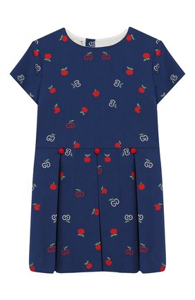Женский хлопковое платье GUCCI синего цвета, арт. 604090/XWAH3 | Фото 1