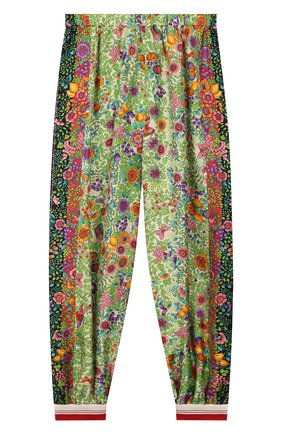 Детские шелковые джоггеры GUCCI разноцветного цвета по цене 52450 руб., арт. 604643/ZADL7 | Фото 1 Детские шелковые джоггеры GUCCI разноцветного цвета, арт. 604643/ZADL7 | Фото 1 (Материал внешний: Шелк; Девочки Кросс-КТ: Брюки-одежда, Джоггеры-одежда; Ростовка одежда: 10 - 11 лет | 140 - 146см, 12 лет | 152 см, 4 года | 104 см, 5 лет | 110 см, 6 лет | 116 см, 8 лет | 128 см)