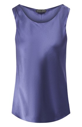 Женский шелковый топ GIORGIO ARMANI синего цвета по цене 69950 руб., арт. 0SHCKZ23/TZ487 | Фото 1 Женский шелковый топ GIORGIO ARMANI синего цвета, арт. 0SHCKZ23/TZ487 | Фото 1