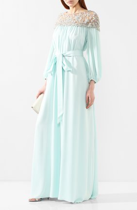 Женское шелковое платье MARCHESA синего цвета по цене 326000 руб., арт. M28703 | Фото 2 Женское шелковое платье MARCHESA синего цвета, арт. M28703 | Фото 2