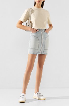 Женская джинсовая юбка OFF-WHITE голубого цвета по цене 43400 руб., арт. 0WYF004R207730687100 | Фото 2 Женская джинсовая юбка OFF-WHITE голубого цвета, арт. 0WYF004R207730687100 | Фото 2