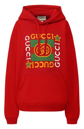 Женская хлопковое худи GUCCI красного цвета по цене 78950 руб., арт. 605154/XJB8V | Фото 1 Женская хлопковое худи GUCCI красного цвета, арт. 605154/XJB8V | Фото 1