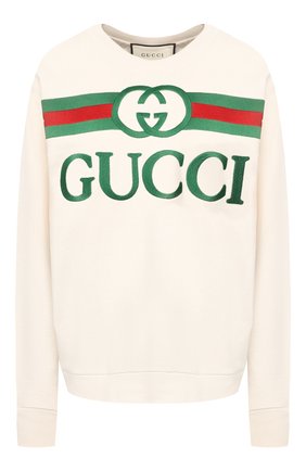 Женский хлопковый свитшот GUCCI бежевого цвета по цене 81000 руб., арт. 469250/XJCCG | Фото 1 Женский хлопковый свитшот GUCCI бежевого цвета, арт. 469250/XJCCG | Фото 1