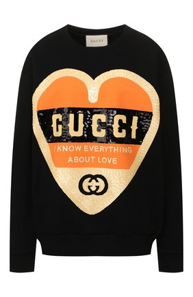 Женская хлопковый свитшот GUCCI черного цвета по цене 99500 руб., арт. 469250/XJB78 | Фото 1 Женская хлопковый свитшот GUCCI черного цвета, арт. 469250/XJB78 | Фото 1