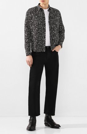 Мужская рубашка из вискозы SAINT LAURENT черно-белого цвета по цене 59950 руб., арт. 520149/Y1A78 | Фото 2 Мужская рубашка из вискозы SAINT LAURENT черно-белого цвета, арт. 520149/Y1A78 | Фото 2