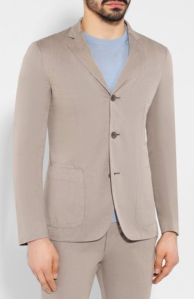 Мужской костюм из смеси шерсти и хлопка Z ZEGNA бежевого цвета по цене 174000 руб., арт. VUY88/ZZAY01 | Фото 2 Мужской костюм из смеси шерсти и хлопка Z ZEGNA бежевого цвета, арт. VUY88/ZZAY01 | Фото 2 (Материал внешний: Шерсть, Хлопок; Рукава: Длинные; Костюмы М: Однобортный; Стили: Кэжуэл)