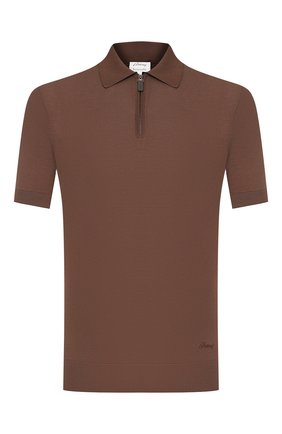 Мужское хлопковое поло BRIONI коричневого цвета по цене 61800 руб., арт. UMS20L/08K01 | Фото 1 Мужское хлопковое поло BRIONI коричневого цвета, арт. UMS20L/08K01 | Фото 1 (Рукава: Короткие; Материал внешний: Хлопок; Длина (для топов): Стандартные; Застежка: Молния; Региональные ограничения белый список (Axapta Mercury): RU)