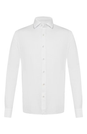Мужская хлопковая рубашка ERMENEGILDO ZEGNA белого цвета по цене 28150 руб., арт. UU526/854 | Фото 1 Мужская хлопковая рубашка ERMENEGILDO ZEGNA белого цвета, арт. UU526/854 | Фото 1 (Мужское Кросс-КТ: Рубашка-одежда; Рукава: Длинные; Длина (для топов): Стандартные; Материал внешний: Хлопок; Принт: Однотонные; Случай: Повседневный; Манжеты: На пуговицах; Воротник: Кент)