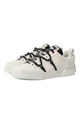 Мужские кожаные кеды portofino DOLCE & GABBANA черно-белого цвета по цене 55550 руб., арт. CS1783/AJ986 | Фото 1 Мужские кожаные кеды portofino DOLCE & GABBANA черно-белого цвета, арт. CS1783/AJ986 | Фото 1