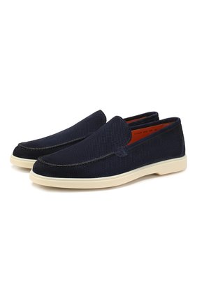 Мужские кожаные лоферы SANTONI темно-синего цвета по цене 39600 руб., арт. MGYA17208TICECUEU60 | Фото 1 Мужские кожаные лоферы SANTONI темно-синего цвета, арт. MGYA17208TICECUEU60 | Фото 1