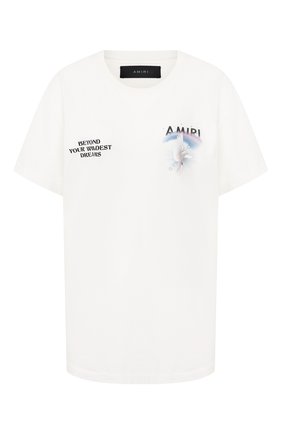 Женская хлопковая футболка AMIRI белого цвета по цене 29950 руб., арт. Y0W03344CJ | Фото 1 Женская хлопковая футболка AMIRI белого цвета, арт. Y0W03344CJ | Фото 1