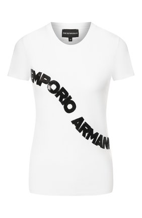 Женская хлопковая футболка EMPORIO ARMANI белого цвета по цене 8540 руб., арт. 3H2T6F/2JQAZ | Фото 1 Женская хлопковая футболка EMPORIO ARMANI белого цвета, арт. 3H2T6F/2JQAZ | Фото 1