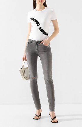 Женская хлопковая футболка EMPORIO ARMANI белого цвета по цене 8540 руб., арт. 3H2T6F/2JQAZ | Фото 2 Женская хлопковая футболка EMPORIO ARMANI белого цвета, арт. 3H2T6F/2JQAZ | Фото 2