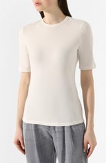 Женская хлопковая футболка AGOLDE белого цвета, арт. A7049 | Фото 3 (Принт: Без принта; Рукава: Короткие; Длина (для топов): Стандартные; Материал внешний: Хлопок; Стили: Классический, Минимализм, Кэжуэл; Женское Кросс-КТ: Футболка-одежда)