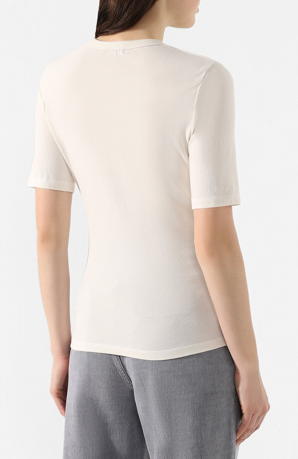 Женская хлопковая футболка AGOLDE белого цвета, арт. A7049 | Фото 4 (Принт: Без принта; Рукава: Короткие; Длина (для топов): Стандартные; Материал внешний: Хлопок; Стили: Классический, Минимализм, Кэжуэл; Женское Кросс-КТ: Футболка-одежда)