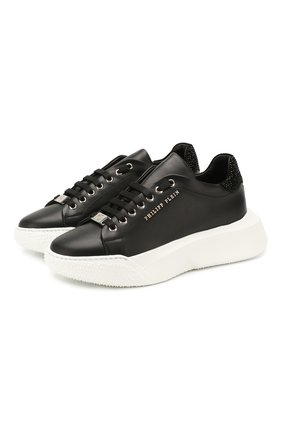 Женские кожаные кеды PHILIPP PLEIN черного цвета по цене 48700 руб., арт. S20S WSC1759 PLE075N | Фото 1 Женские кожаные кеды PHILIPP PLEIN черного цвета, арт. S20S WSC1759 PLE075N | Фото 1
