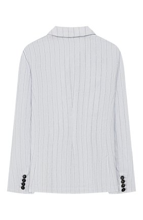 Детский льняной пиджак EMPORIO ARMANI голубого цвета по цене 39450 руб., арт. 3H4GJ1/4N3PZ | Фото 2 Детский льняной пиджак EMPORIO ARMANI голубого цвета, арт. 3H4GJ1/4N3PZ | Фото 2 (Рукава: Длинные; Материал внешний: Лен; Кросс-КТ: пиджак; Ростовка одежда: 10 - 11 лет | 140 - 146см, 16 лет | 164 см, 4 года | 104 см, 5 лет | 110 см, 6 лет | 116 см, 7 лет | 122 см, 8 лет | 128 см, 9 лет | 134 см)