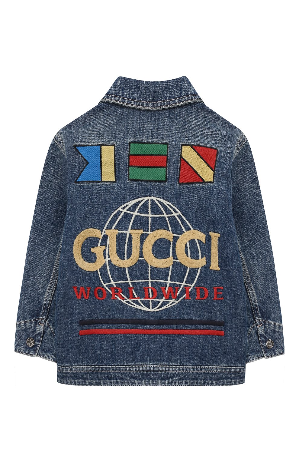 Детского джинсовая куртка GUCCI синего цвета по цене 45550 руб., арт. 591308/XDAZK | Фото 2 Детского джинсовая куртка GUCCI синего цвета, арт. 591308/XDAZK | Фото 2
