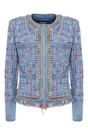 Женский жакет BALMAIN голубого цвета по цене 319000 руб., арт. TF17542/D017 | Фото 1 Женский жакет BALMAIN голубого цвета, арт. TF17542/D017 | Фото 1