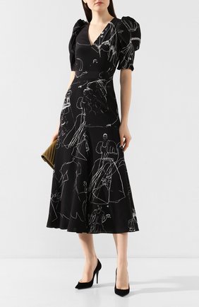 Женское шелковое платье ALEXANDER MCQUEEN черно-белого цвета по цене 166000 руб., арт. 620654/QDAAP | Фото 2 Женское шелковое платье ALEXANDER MCQUEEN черно-белого цвета, арт. 620654/QDAAP | Фото 2
